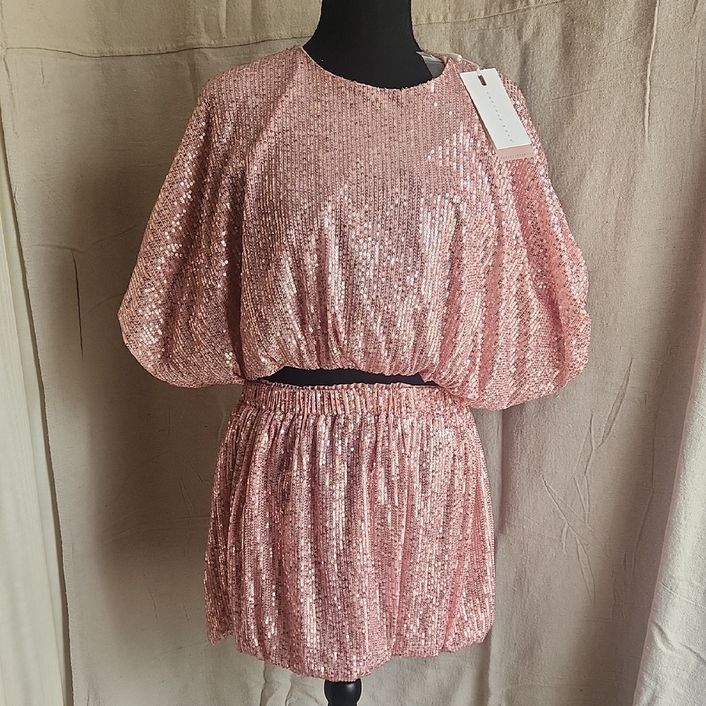Endless Rose Pink Sequin Crop Top
